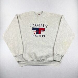 Tommy Gear Sweatshirt Mens XL Gray Vintage Fruit of the Loom Best Embroidered